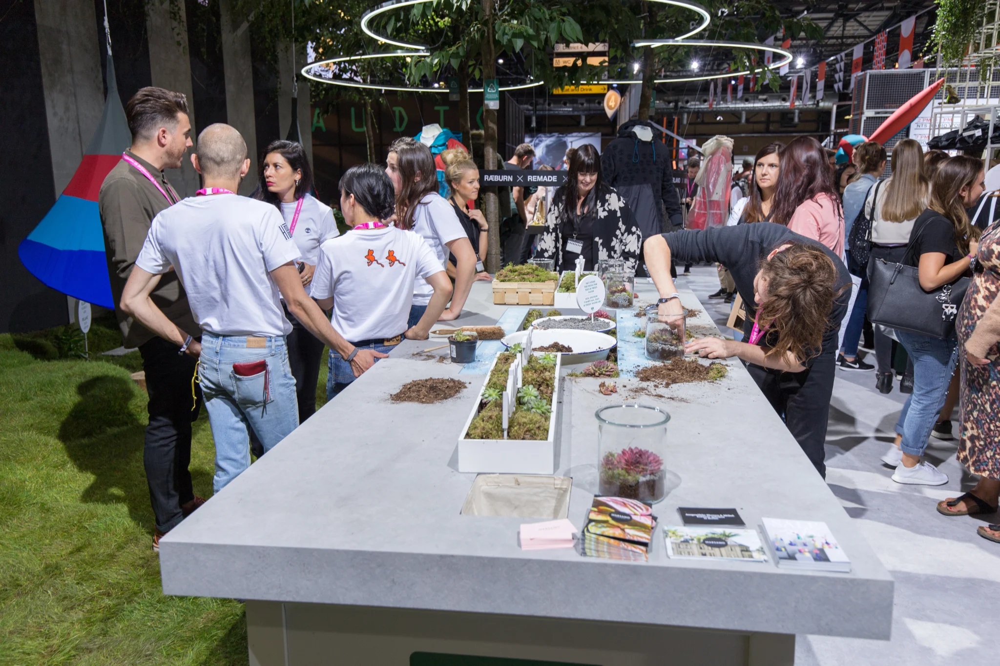 experiential exhibition stand for Timberland with interactive acivities that people are engaging with